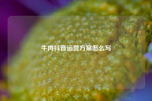 牛肉抖音运营方案怎么写